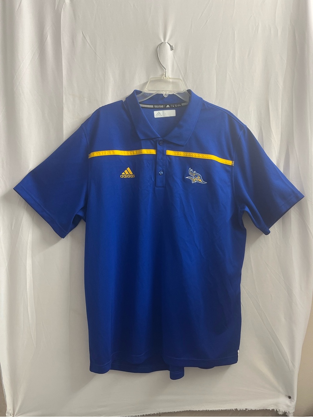 adidas Royal Blue Polo with Yellow Stripe